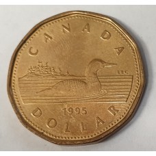 CANADA 1995 . ONE 1 DOLLAR . LOONIE COIN . NICE GRADE . COLLECTABLE